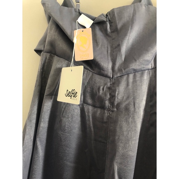 NWT Selfie: Medium, satin-like blue mini dress - Picture 3 of 3